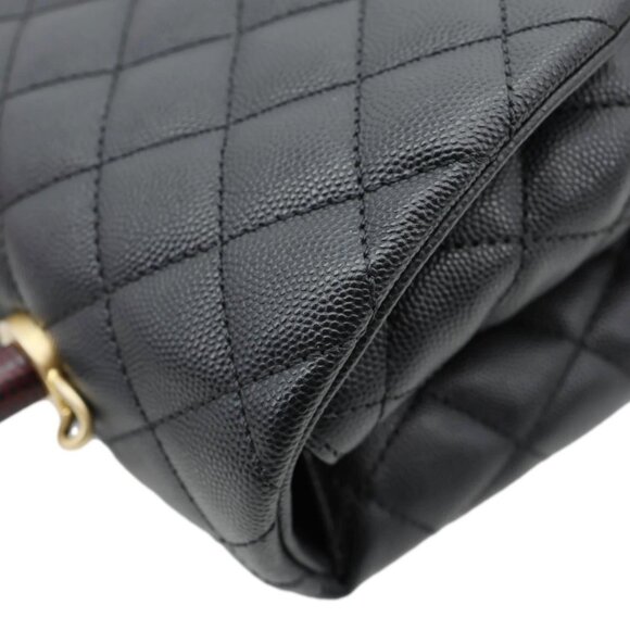 Chanel  Coco Large Quilted Caviar Lizard Handle Shoulder Bag Black - Picture 7 of 13